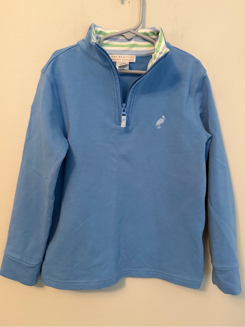 The Beaufort Bonnet Company Kids Light Blue Quarter-Zip Pullover
